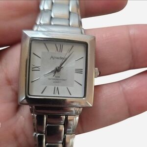 Vintage Amadeus Silver Tank Watch | Y2K Minimalist Chic